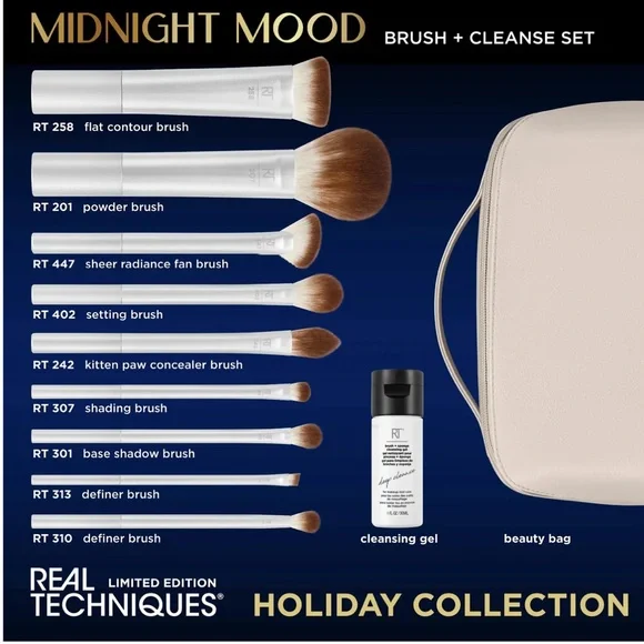 Real Techniques- Midnight Mood Brush + Cleanse set